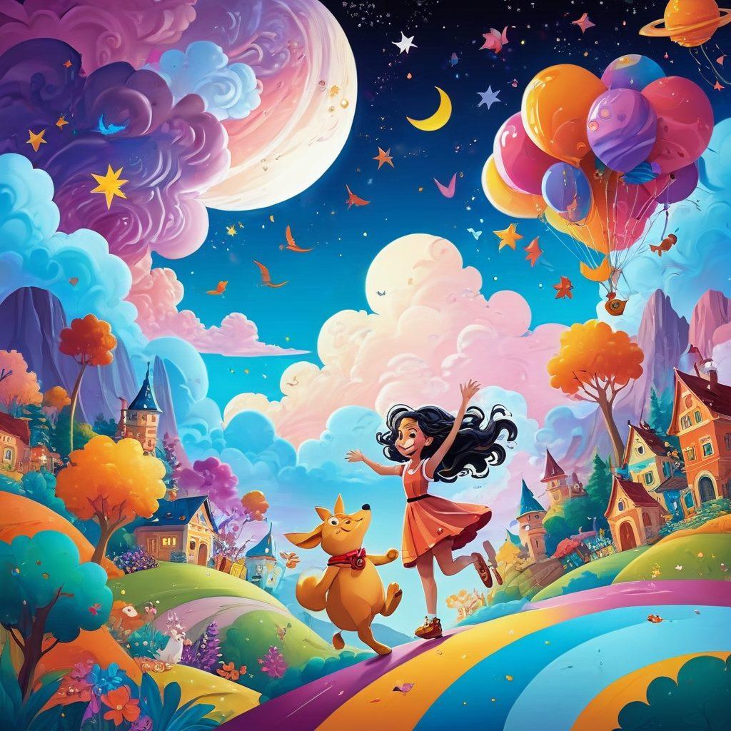A vibrant collage featuring curvy animated characters with playful expressions, set against a whimsical, colorful background. In the foreground, a whimsical scene depicting various fantastical elements like playful clouds and sparkles symbolizes diverse fantasies. Include subtle hints of adult themes like magical props or suggestive postures, but keep it light-hearted and fun. The overall atmosphere should evoke curiosity and joy, appealing to diverse audiences. cartoon style. vibrant colors. playful composition.